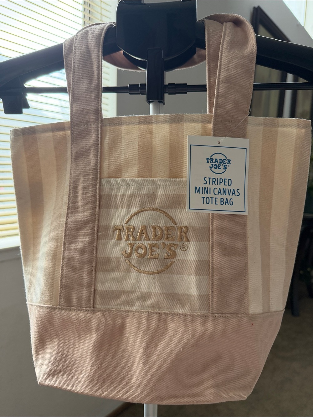 Trader Joe’s Striped Mini Canvas Tote Bag - Pink/Cream